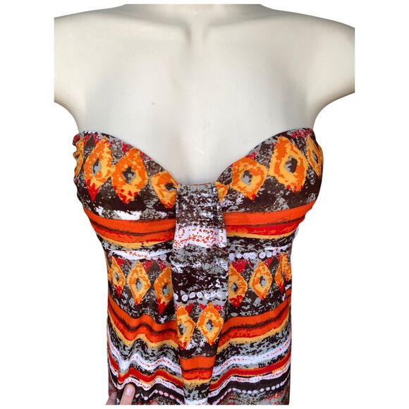 90s Body central Size Small multicolor ethnic bandeau Stretchy maxi dress hippie - Picture 6 of 10